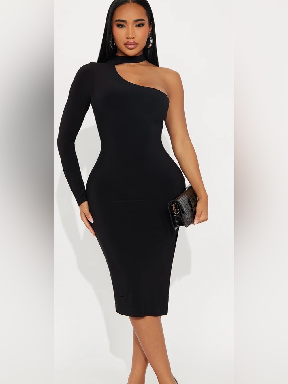 NWT fashion nova One-Shoulder Black Bodycon Dress size S